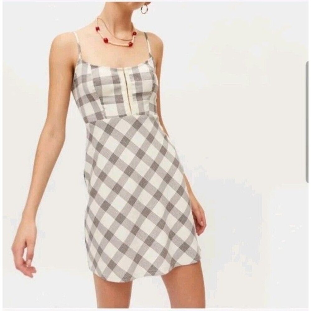 Urban Outfitters Keya Hook & Eye Plaid Mini Dress Sleeveless Women's Medium